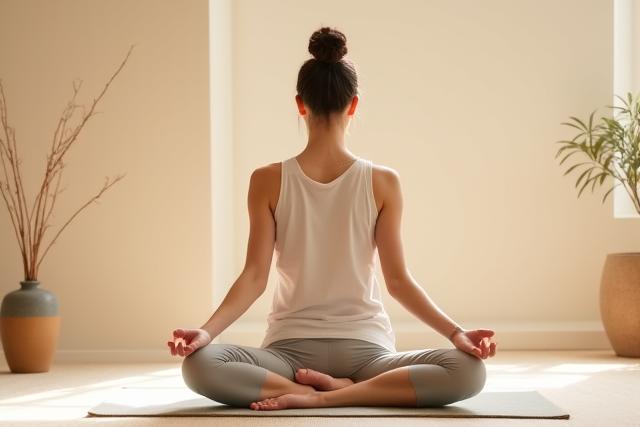 落ち着いたハタヨガのポーズ
